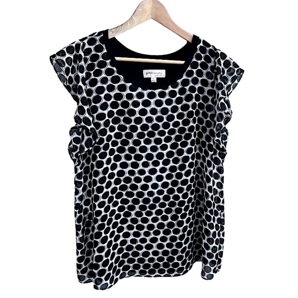 Philosophy Republic Clothing Black White Polka Dot Blouse | Size L